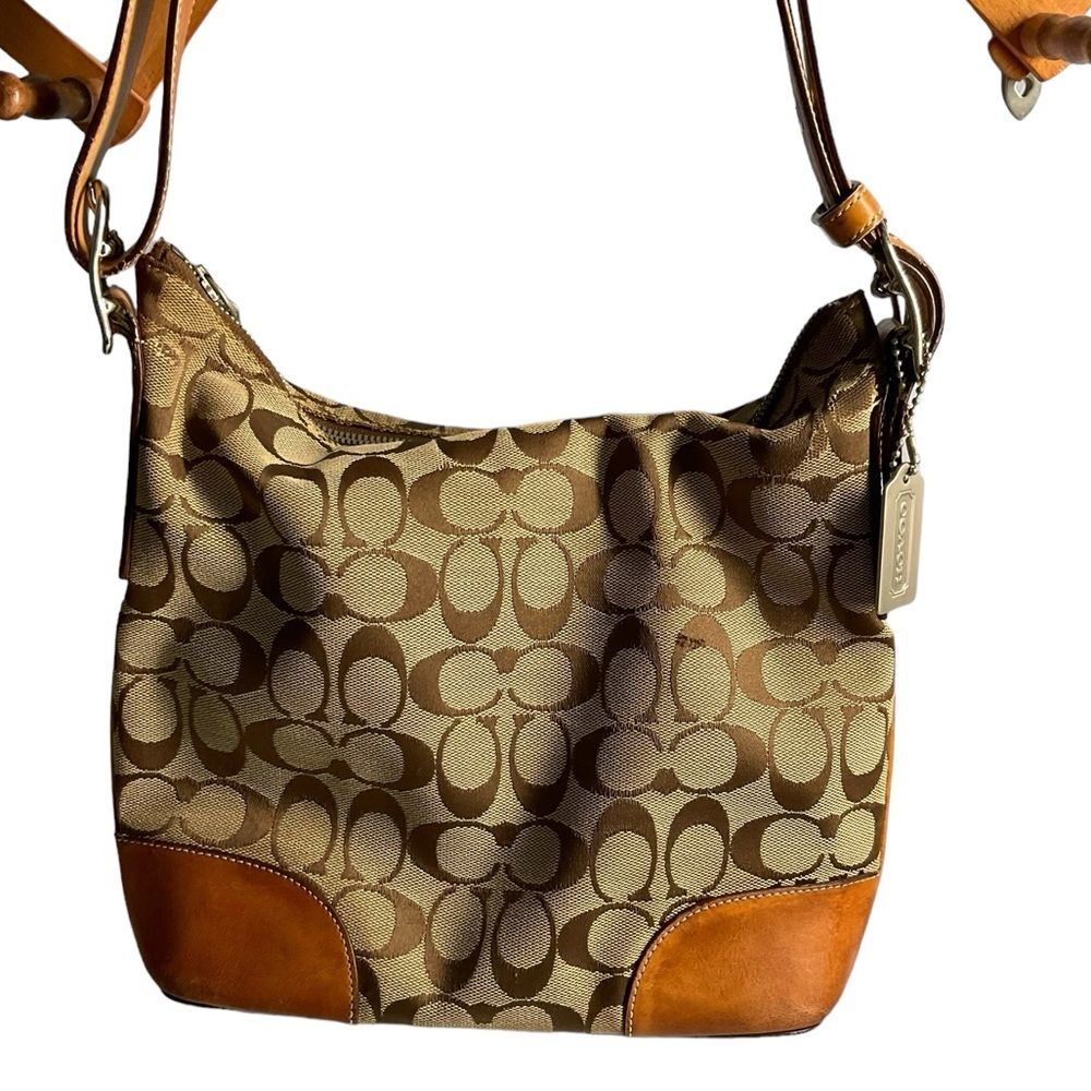 VTG Coach Hobo Signature Canvas Leather Brown Tote Handbag Purse Style #6347